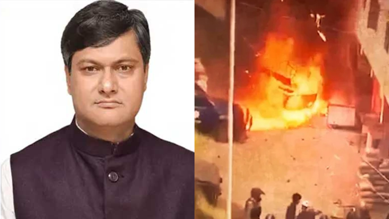 সাবেক সংসদ সদস্য সাইফুল ইসলাম ও পাশে লাশ পুড়িয়ে দেওয়ার চিত্র। ছবি : কোলাজ